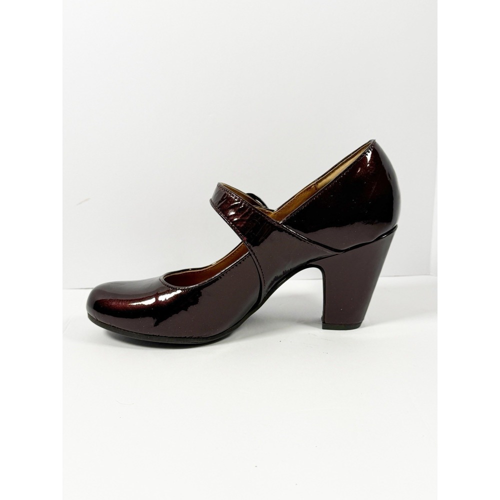 Sofft Miranda Mary Jane Pump Block Heel Patent Leather Y2K Burgandy Retro Sz 7 - Picture 10 of 16